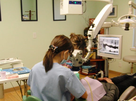 Taking are of a patient in the Endodontist office of Dr. Irene Yeh Pinole CA