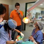 Dr. Yeh and her staff members doing charity work on a patient